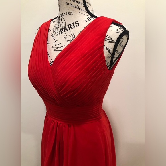 Stacees A-line V Neck Sleeveless Long Chiffon Dress - Picture 9 of 9